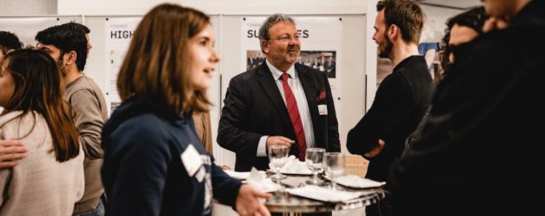 Stand-up lunch with our Finance team and the Student Ambassadors at the Master Taster Day Finance